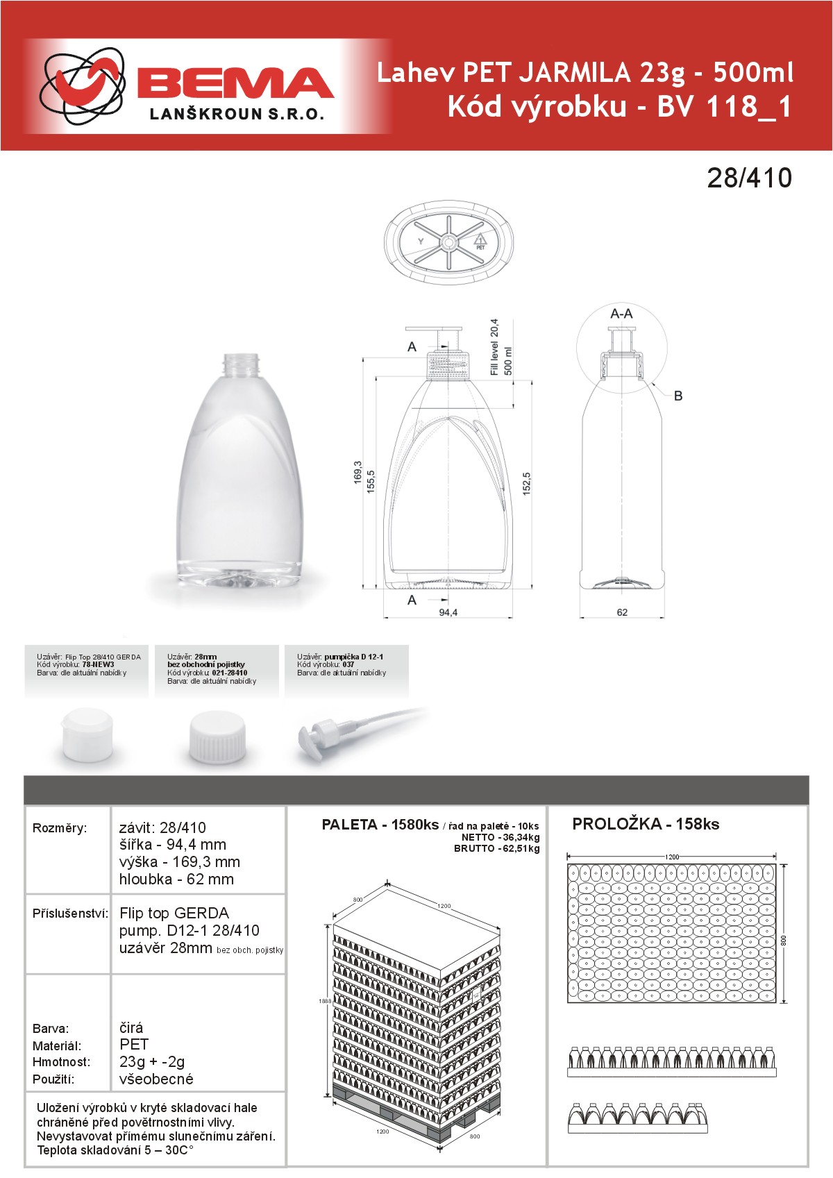 Lahev Jarmila500ml 28-410 23-4-2021